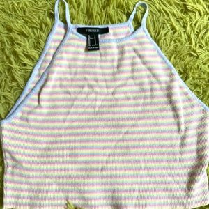 Rainbow high neck knit tank top